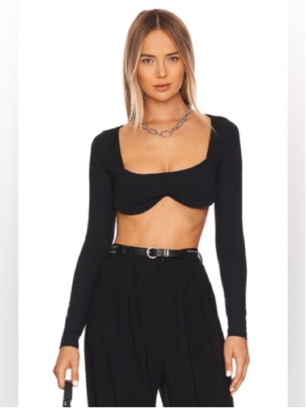 Susana Monaco Sweetheart Crop Top in Black Size Large